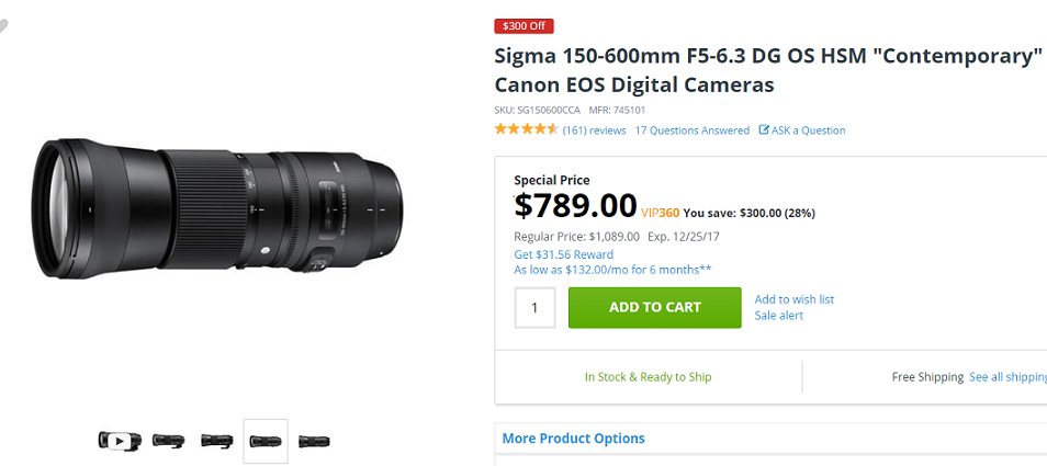300 Off On Sigma 150 600mm F 5 6 3 Dg Os Hsm Contemporary Lens Canon Camera Rumors