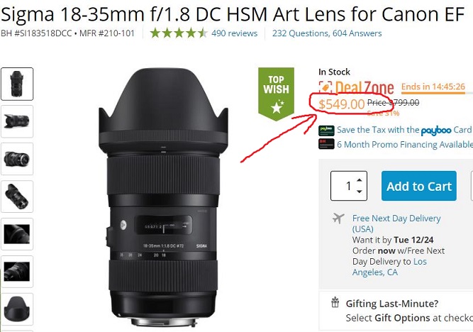 250 Off On Sigma 18 35mm F 1 8 Dc Hsm Art Lens Canon Camera Rumors